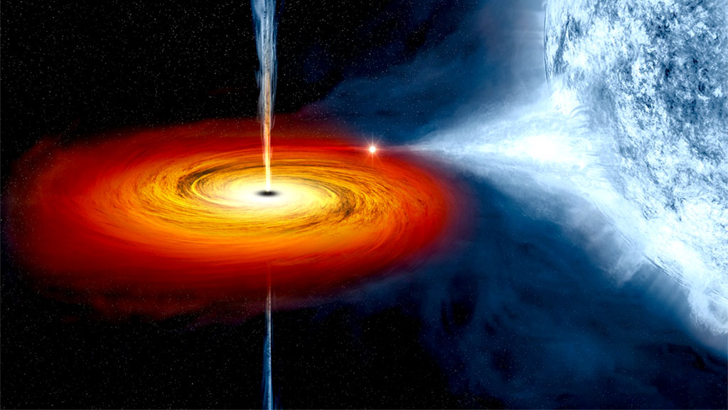 Os cientistas formaram uma representação do encontro entre um buraco negro e uma estrela de nêutrons, 500 milhões de anos-luz da Terra
