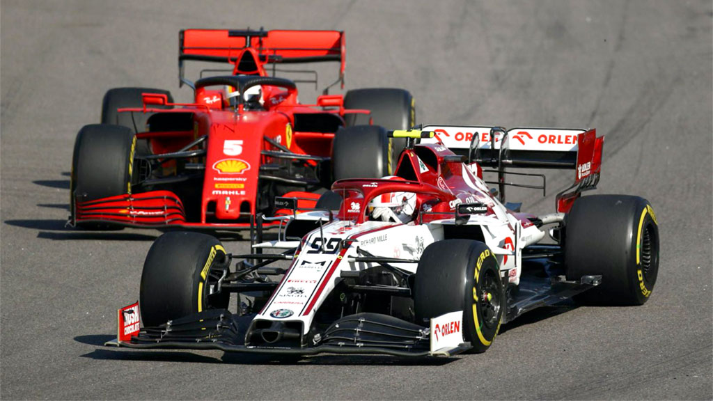Com um dos piores desempenhos das últimas temporadas, o austríaco Sebastian Vettel levou sua Ferrari a disputa no fim da fila, com a Alfa Romeo de Antonio Giovinazzi