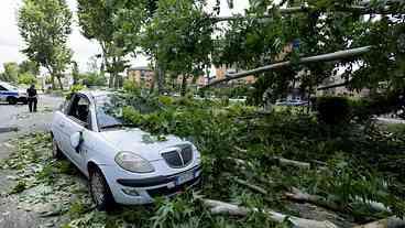 Tornado em Roma: árvores caídas e trânsito parado