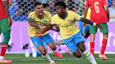 Vini Jr. brilha, Brasil empata com Marrocos na estreia