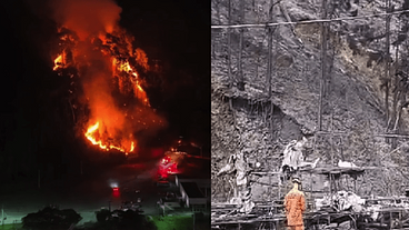 Incêndio destrói alegorias e área de mata em Nova Friburgo